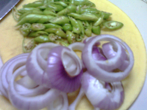 Lady fingers and onion rings.