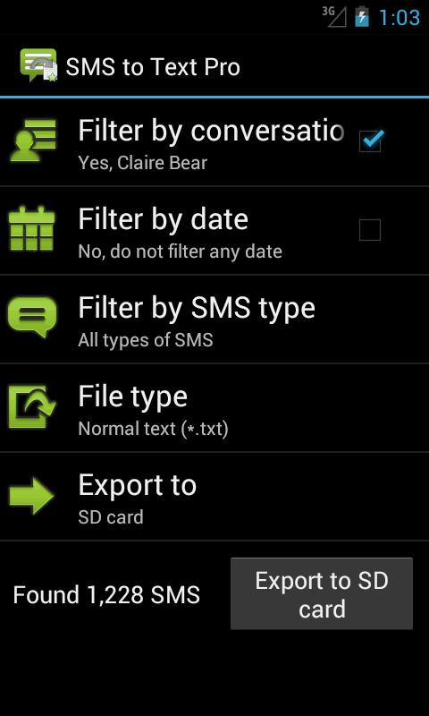 Android application SMS to Text Pro screenshort