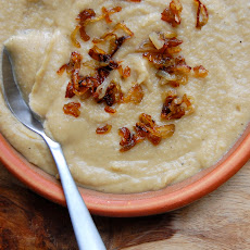 Pureed Parsnip and Cardamom Soup with Caramelized Shallots