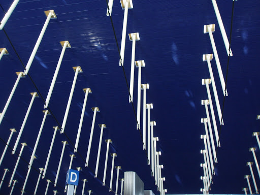 Unique suspension system supports roof in Maglev train station -- Shanghai, 2006
