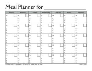 monthly meal planner template