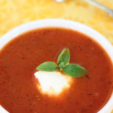 Tomato Soup with Ricotta Cheese and Basil