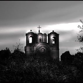 the Curch in west Belgrade by Vesna S. Disić - Buildings & Architecture Other Exteriors ( europe, black and white, belgrade, art, bw, beograd, sublime, architecture, curch, religion, contrast, serbia, artistic, day, cross )