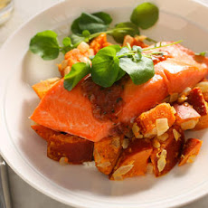 Coho Salmon with Sweet Potato Salad and Cinnamon Sauce Recipe