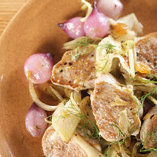 Pork Tenderloin with Sweet and Sour Onions, Golden Raisins, and Capers