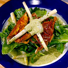 Fried Softshell Crab, White Asparagus and Wild Sorrel with a Grilled Ramp Dressing
