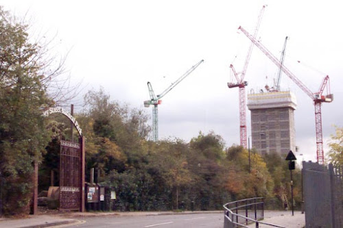 <p>
	a Kings Cross Development tower appears next to the park</p>
