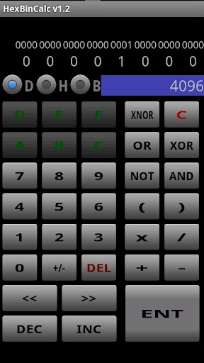 HexBinCalc 16進 2進数同時表示電卓