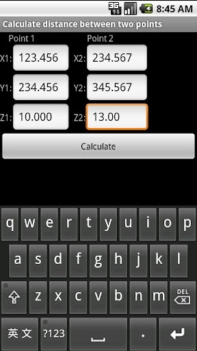 Distance between two pt calc