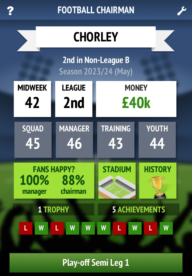 Android application Football Chairman screenshort