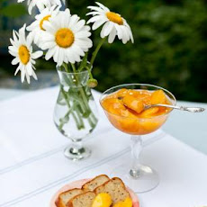 Apricot Bread With Walnuts and Peaches in Vanilla Sauce