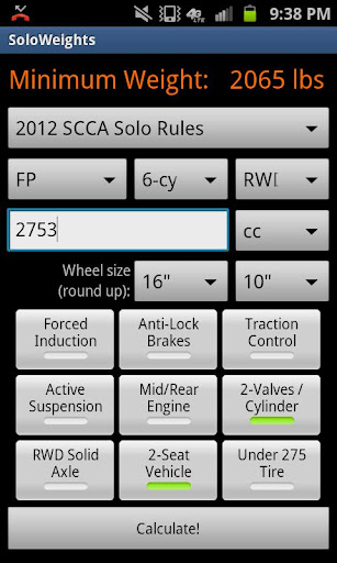 SoloWeights Autox Calculator
