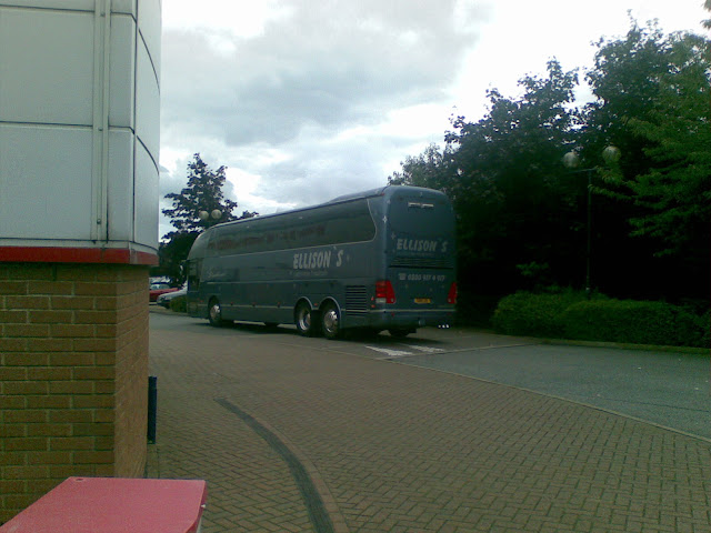 The Wrexham tema coach arrives