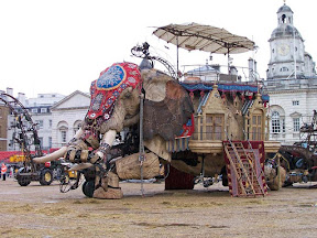 The elephant settling down for the night