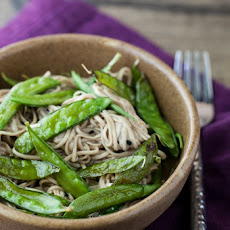 Roasted Snap Peas and Soba Noodles with Honey Soy Dressing