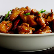 Smoky Hot Chicken Stir-Fried With Dried Red Chillies and Green G