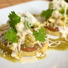 Sopes de Pollo con Frijoles (Chicken Sopes with Beans)