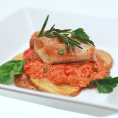 Chicken and Potato Napoleon with Spicy Tomato Sambal Sauce