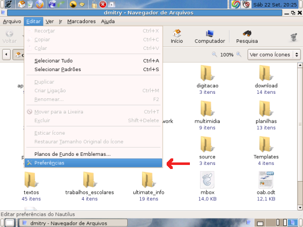 Nautilus Menu Editar