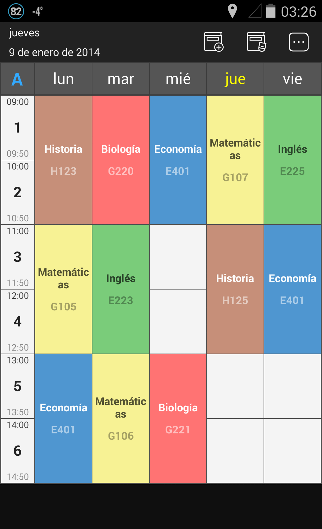 Android application Handy Timetable screenshort