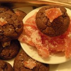 Chocolate Cookies with Crystallized Grapefruit Zest and Cocoa Nibs