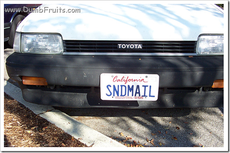 geek licence plate : send mail