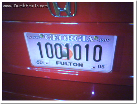 geeky licence plate : binary code