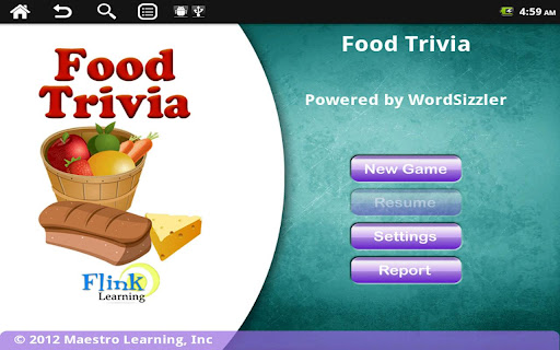 Food Trivia WordSizzler App