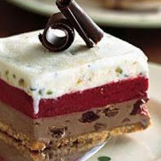 Chocolate-Cherry, Pistachio, and Raspberry Ice Cream Cake