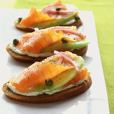 Rye Toasts with Smoked Salmon, Cucumber, and Red Onion