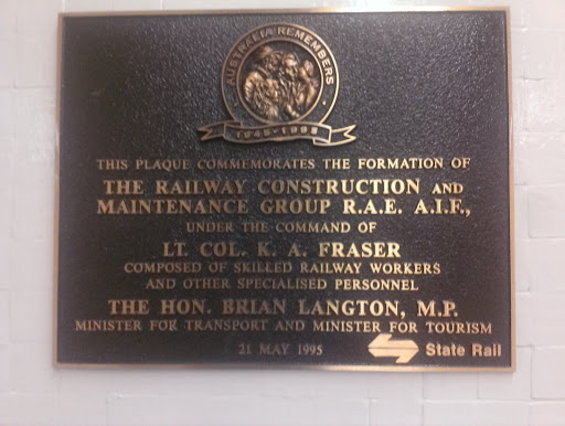 Railway Construction & Maintenance Group Formation Plaque