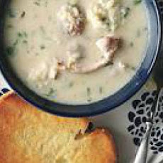 Creamy Chicken-and-Couscous Soup with Garlic Toasts