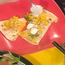 Smoked Cheddar Quesadillas with Yellow Tomato Salsa and Cilantro Lime Sour Cream