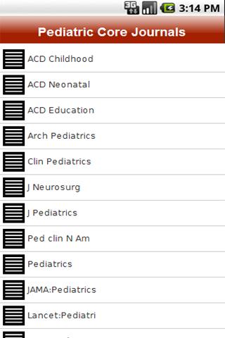 Pediatric Core Journals