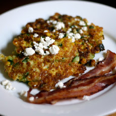 Dinner Tonight: Corn Cakes with Goat Cheese and Bacon