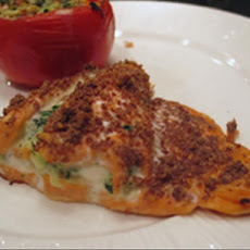 Salmon Stuffed W/Spinach Onion & Cheese