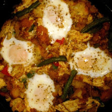 Moroccan Chicken Hash with Harissa Cream