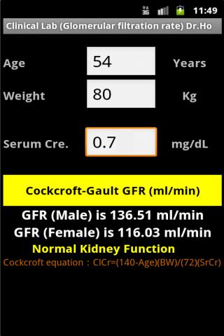 Clinical Lab Gault GFR
