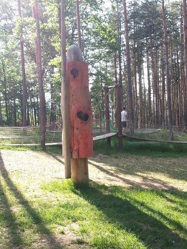 Red Warrior Wooden Statue