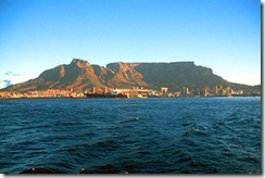 CPT Cape Town with Table Mountain from Table Bay at sunset