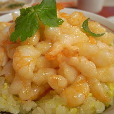 Rice Layered With Prawns