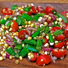 Dinner Tonight: Amagansett Raw Corn, Tomato, and Snap Pea Salad