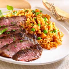 Grilled Steak With Red Tomato Rice
