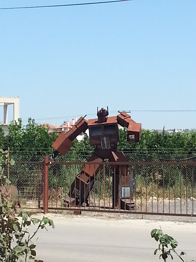 Statue of Transformer made of scrap