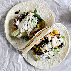 Grilled Corn, Mushroom + Roasted Poblano Tacos