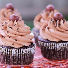 Double Chocolate Malt Shop Cupcakes W Cherry-Vanilla Buttercream