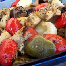 Oven Roasted Red Bell Pepper and Eggplant