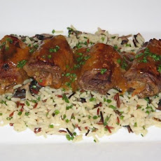 Apricot Veal Rolls on Mushroom Rice