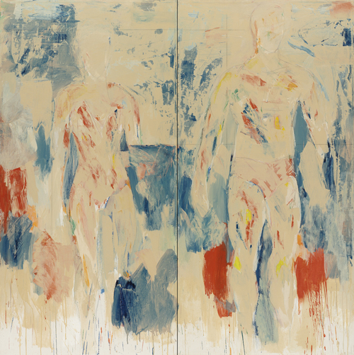 <strong>Two Figures (for Marc & Ariane)</strong>
<br />Acrylic & graphite on canvas
<br />64” x 64”
<br />1980
<br />Private collection