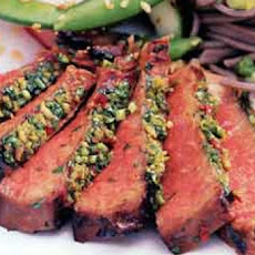 Grilled, Korean-Style Steaks With Spicy Cilantro Sauce